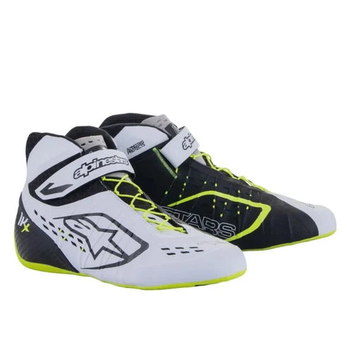 Tech - 1 KV V3 shoes FIA Black White Yellow Fluo Bota Alpinestars
